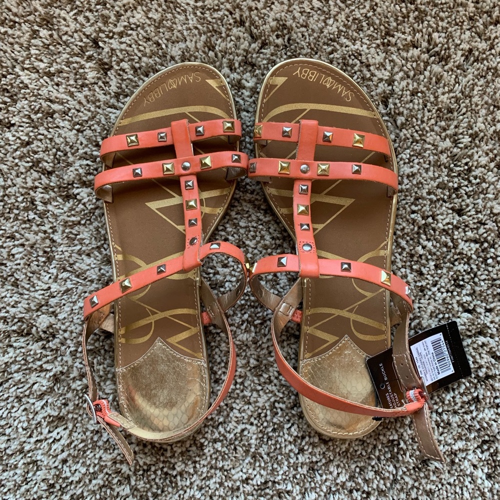 Coral studded flat sandals